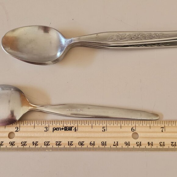 5 Elden Vintage Flower Soup Spoon stainless 7" Rose Midcentury Colonial EDL5 - Picture 6 of 6